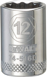 DeWALT DWMT74516OSP Hand Socket, 12 mm Socket, 3/8 in Drive, 12-Point, Vanadium Steel, Polished Chrome